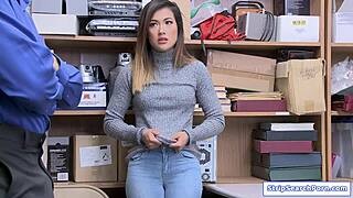 security guard fucking teen 18+ shoplifter in the office
