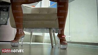 Woman shows off as a married hotwife in a sexy bikini on the apartment balcony