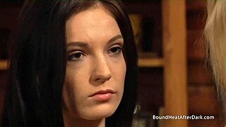 Curvy lesbian slaves with big natural boobs get UNDRESSED for their mistress