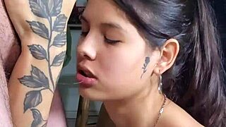 deep throat blowjob pov with cum in throat