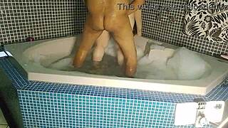 the latina hottie teases with big cock machine outdoors