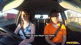 British Ginger Babe Has Great Tits and Dirty 18+ Secret - Fake Driving School