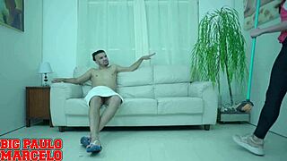 The boss scoundrel is seducing the employee with an extra.