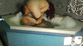 the latina hottie teases with big cock machine outdoors