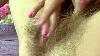 Monster hairy pussy masturbation with huge clit rubbing orgasm