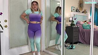 Sexy milf gym workout clothes try on haul - sfw - tabithaxxx