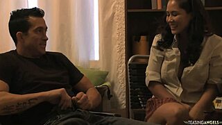 Babe in Uniform Sucks Teacher's Cock Before Rough Fucking