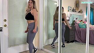Sexy milf gym workout clothes try on haul - sfw - tabithaxxx
