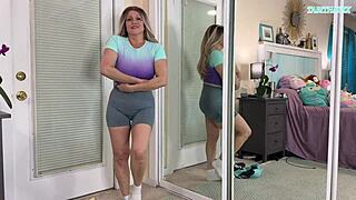 Sexy milf gym workout clothes try on haul - sfw - tabithaxxx