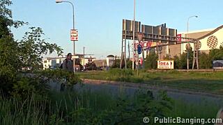 Pretty Blonde Street Public Group Sex Gangbang Orgy Part 3.