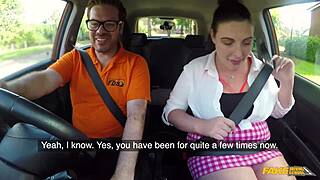 Curvy student swallows instructor's cum