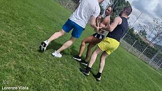 French Cheerleader Pisses During Anal DP