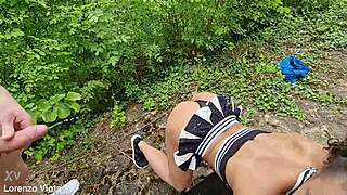 French Cheerleader Pisses During Anal DP