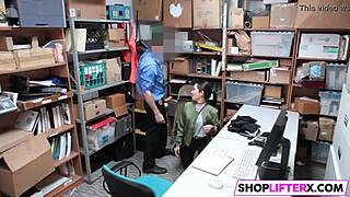 Shoplifting teen 18+ choose cock over cops with blowjob and hardcore punishment 😈