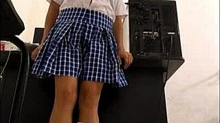 beautiful student takes teacher's cell phone to leave a gift