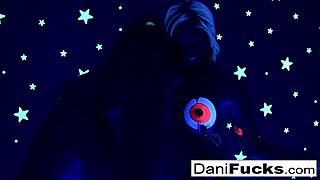 Sexy pornstar Dani Daniels plays with her hot wet pussy