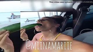 Instagram Miinamariie Deepthroat Cucumber In Public Park