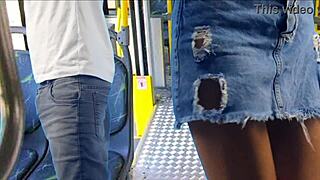 Young student gets fucked on the bus in public