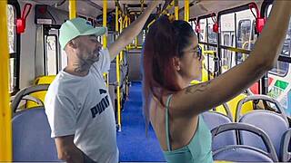 Young student gets fucked on the bus in public