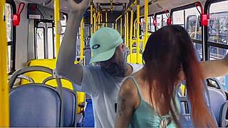 Young student gets fucked on the bus in public