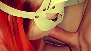 The girl eagerly swallows the cum in her mouth during the intense blowjob scene