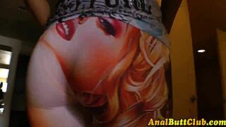 big assed slut in stockings struts around, looking for some anal fun 😈