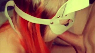 The girl eagerly swallows the cum in her mouth during the intense blowjob scene