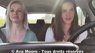 Lucky Guy Feels Ecstasy As Two Girls Suck Him On Road