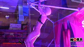 blonde pornstar strips and dances on pole at holiday party