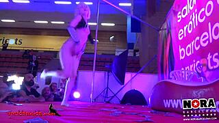 blonde pornstar strips and dances on pole at holiday party