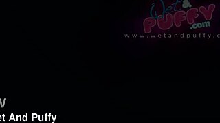 Innocent girl contrasts playful sex toy use