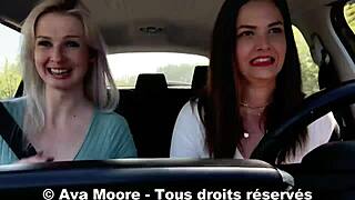 Lucky Guy Feels Ecstasy As Two Girls Suck Him On Road