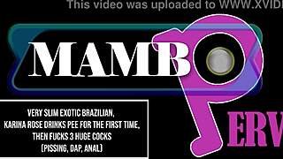 Karina Rose Drinks Pee, Fucks Three Monster Cocks in Anal with Dirty Talk