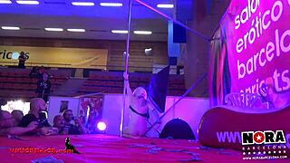 blonde pornstar strips and dances on pole at holiday party