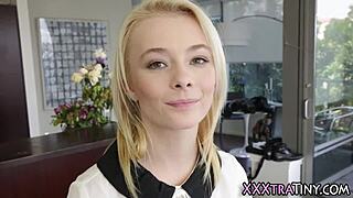 Tiny Blonde Gets Cummed