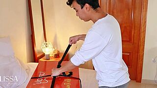 Pranking my step cousin with a tantaly doll in the bedroom, fingering and rimming her skinny body