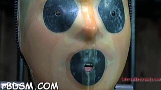 Punishing brunette slave with blowjob and toy masturbation