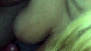 she loves sucking on that big cock and playing with her tits