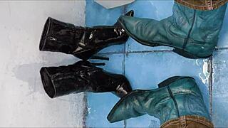 pee ankle boots with ass and shoes fetish