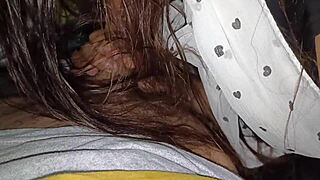 College girl Dipika gives deep throat blowjob to boss in roleplay.