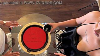 Two Hot Beautiful Horny Girls Make Big Cock Guy Cum With Dice Challenge Double Handjob Game