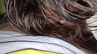 College girl Dipika gives deep throat blowjob to boss in roleplay.