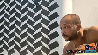 surprise for boss while cleaning naked on all fours