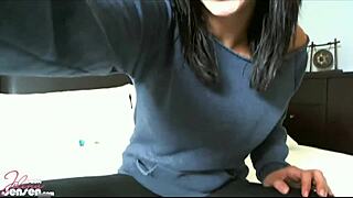 jelena jensen is playing with her trimmed pussy right now