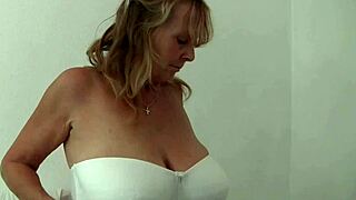 Grandma Isabel with Her Big Breasts Rips Open Her Pantyhose