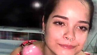 besides jerking off nicely, debora prado gives deep sloppy blowjob 😏