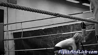 bigtitted eurobabe wrestles lesbian beauty in 69 oral fun