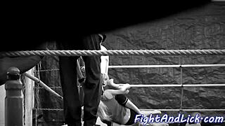 bigtitted eurobabe wrestles lesbian beauty in 69 oral fun