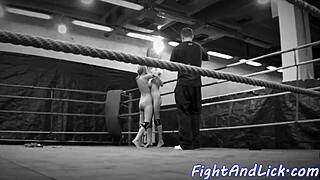 bigtitted eurobabe wrestles lesbian beauty in 69 oral fun