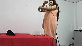 Chubby Latina Student Fixes Sexy Uniform Before Morning Class